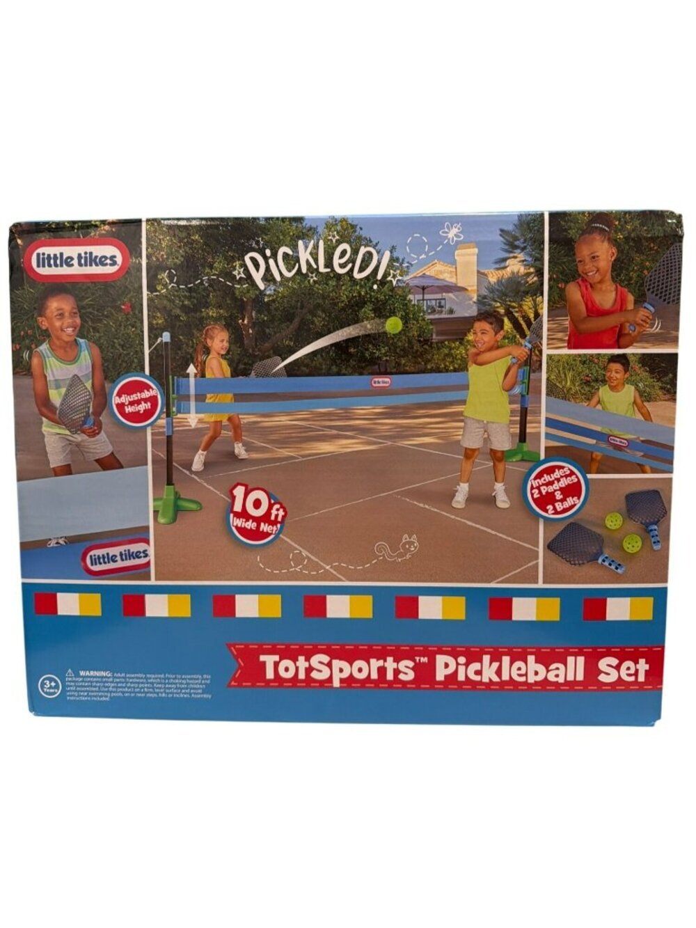 Little Tykes Pickleball Set Adjustable Net 2 Paddles & 2 Balls Toy New